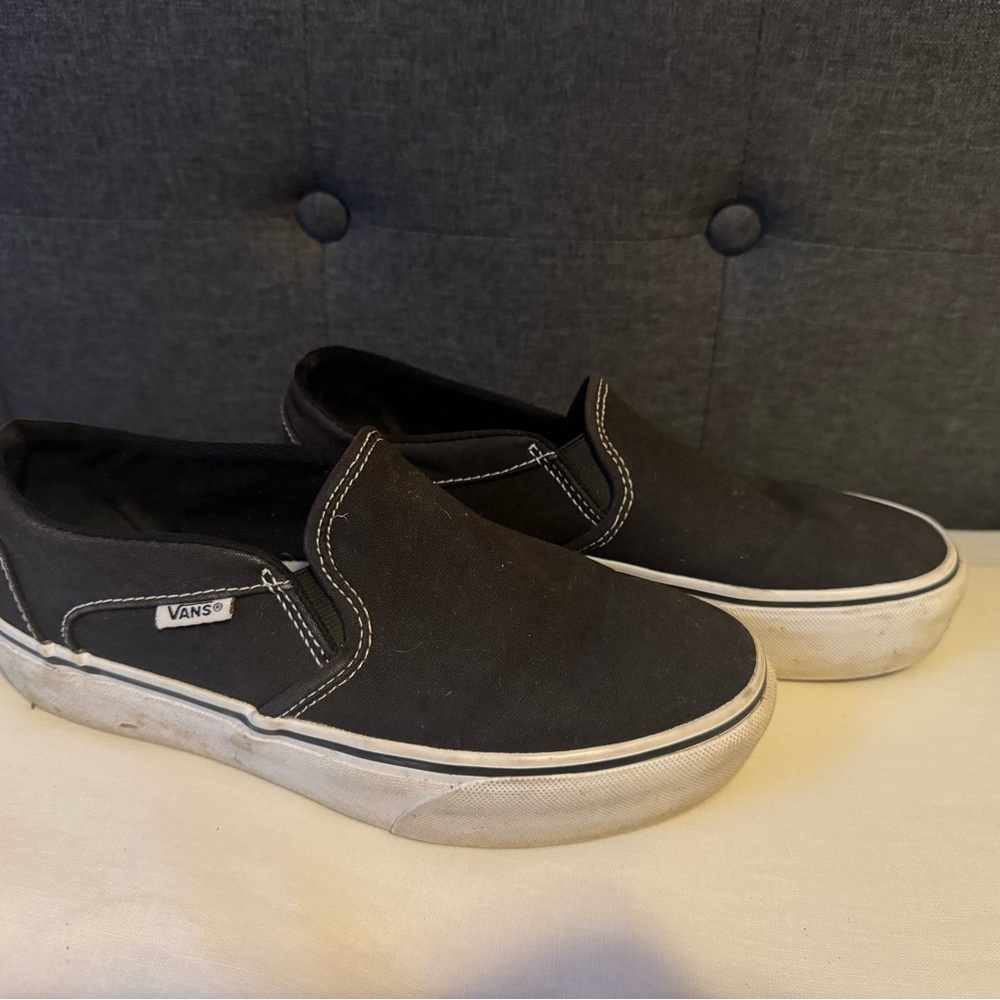 Vans Black and White Slip-On Shoes